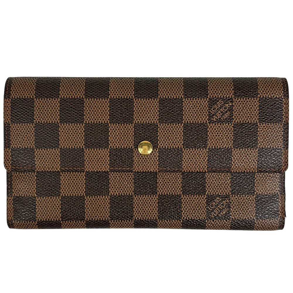 Louis Vuitton Portefeuille International Tri fold Long Wallet Damier Brown